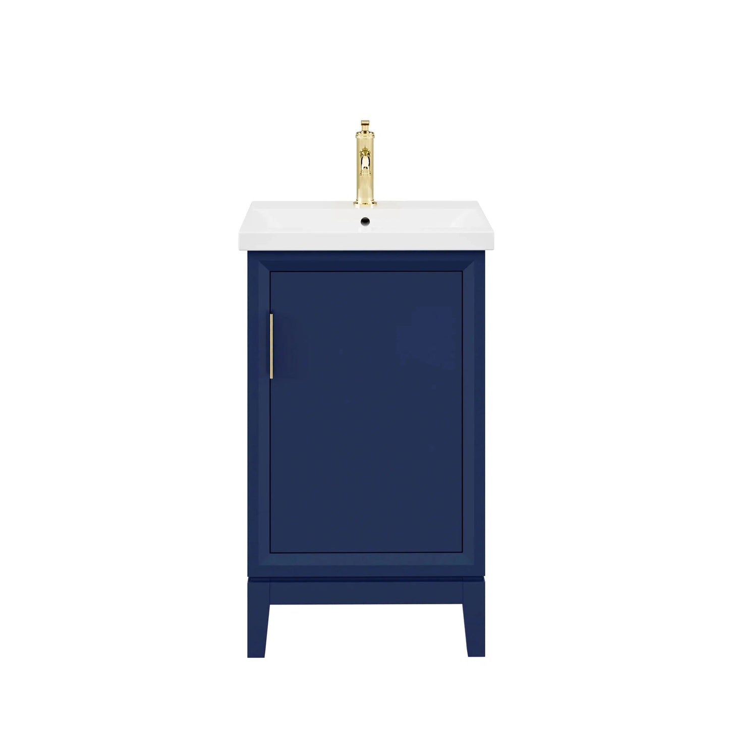 Water Creation Elsa 20" Integrated Ceramic Sink Top Vanity in Monarch Blue with Modern Single Faucet