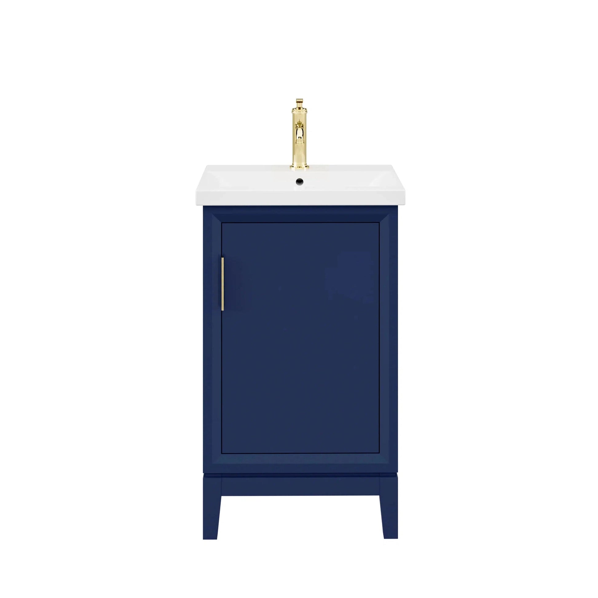 Water Creation Elsa 20" Integrated Ceramic Sink Top Vanity in Monarch Blue with Modern Single Faucet