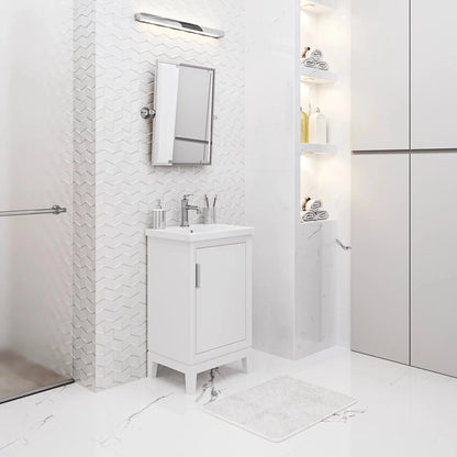 Water Creation Elsa 20" Integrated Ceramic Sink Top Vanity in Pure White with Modern Single Faucet