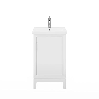 Water Creation Elsa 20" Integrated Ceramic Sink Top Vanity in Pure White