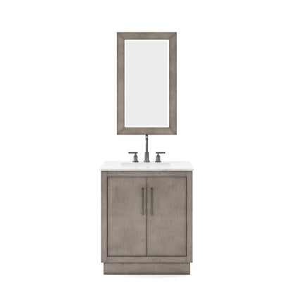 Water Creation Hugo 30" Single Sink Carrara White Marble Countertop Vanity with Oil-Rubbed Bronze Pulls and Knobs with Gooseneck Faucet and Mirror