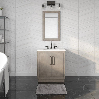 Water Creation Hugo 30" Single Sink Carrara White Marble Countertop Vanity with Oil-Rubbed Bronze Pulls and Knobs with Hook Faucet and Mirror