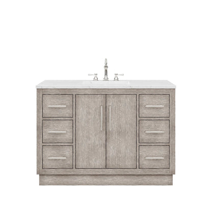 Water Creation Hugo 48" Single Sink Carrara White Marble Countertop Vanity with Chrome Pulls and Knobs And Mirror