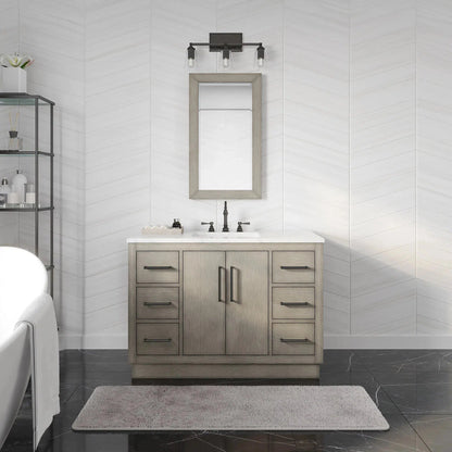 Water Creation Hugo 48" Single Sink Carrara White Marble Countertop Vanity with Oil-Rubbed Bronze Pulls and Knobs And Mirror