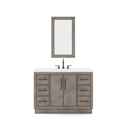 Water Creation Hugo 48" Single Sink Carrara White Marble Countertop Vanity with Oil-Rubbed Bronze Pulls and Knobs And Mirror