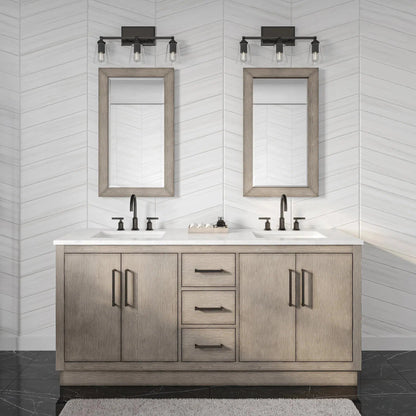 Water Creation Hugo 72" Double Sink Carrara White Marble Countertop Vanity with Oil-Rubbed Bronze Pulls and Knobs with Gooseneck Faucets and Mirrors