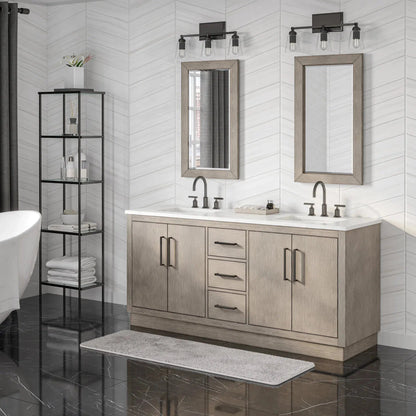 Water Creation Hugo 72" Double Sink Carrara White Marble Countertop Vanity with Oil-Rubbed Bronze Pulls and Knobs with Gooseneck Faucets and Mirrors