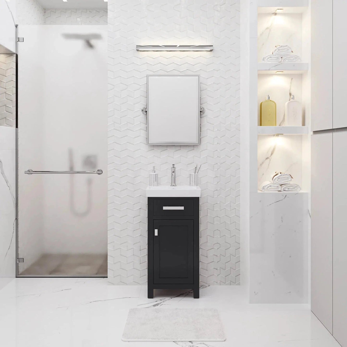 Water Creation Mia 18" Integrated Ceramic Sink Top Vanity in Espresso with Modern Single Faucet