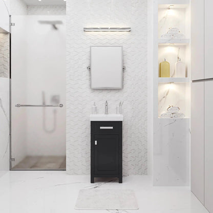 Water Creation Mia 18" Integrated Ceramic Sink Top Vanity in Espresso with Modern Single Faucet