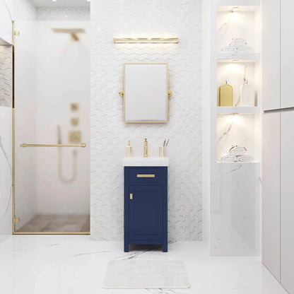 Water Creation Mia 18" Integrated Ceramic Sink Top Vanity in Monarch Blue with Modern Single Faucet