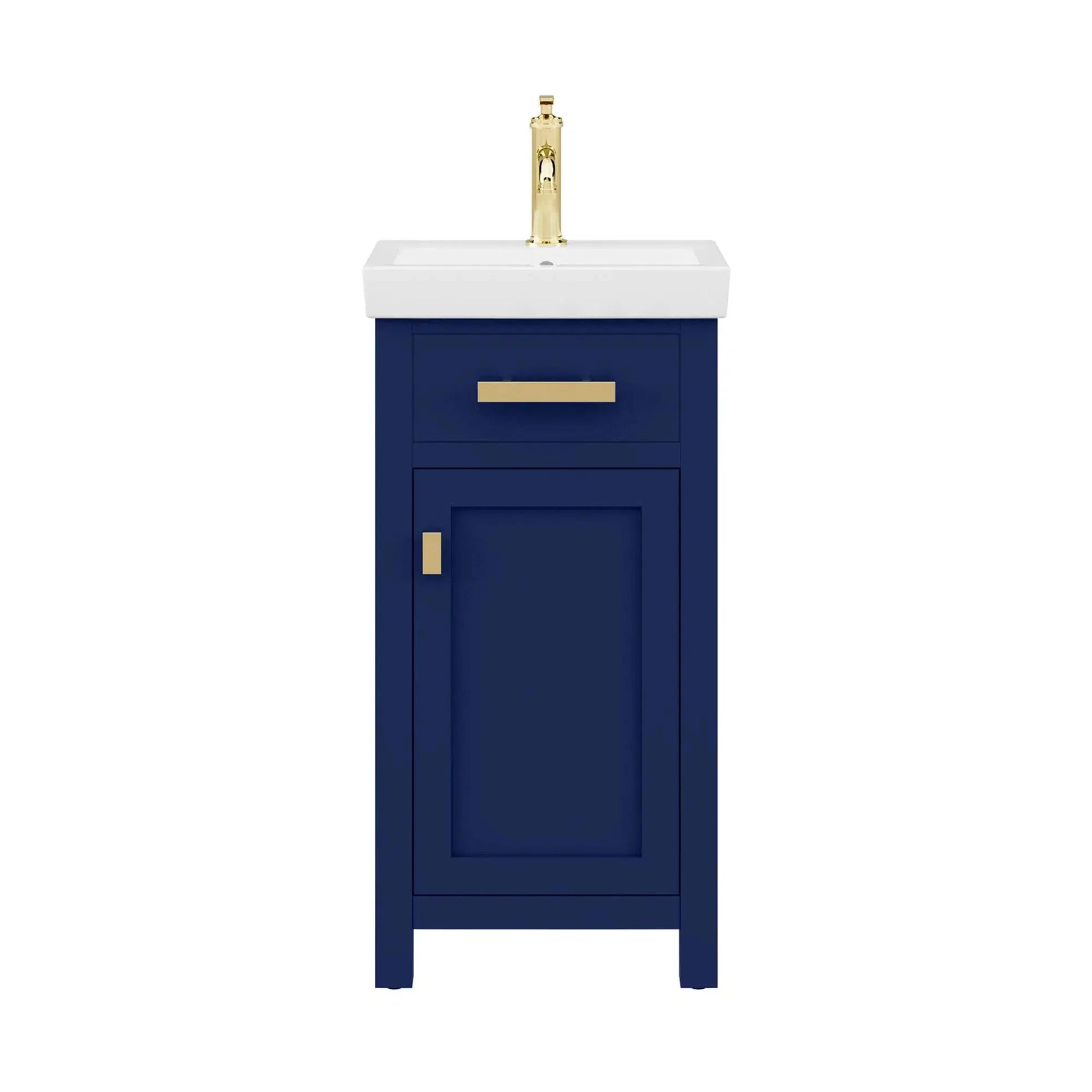 Water Creation Mia 18" Integrated Ceramic Sink Top Vanity in Monarch Blue with Modern Single Faucet