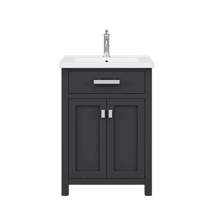 Water Creation Myra 24'' Integrated Ceramic Sink Top Vanity in Espresso with Modern Single Faucet