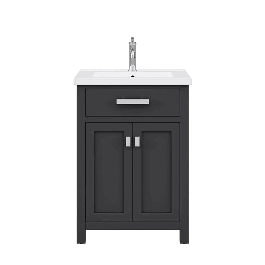Water Creation Myra 24'' Integrated Ceramic Sink Top Vanity in Espresso with Modern Single Faucet