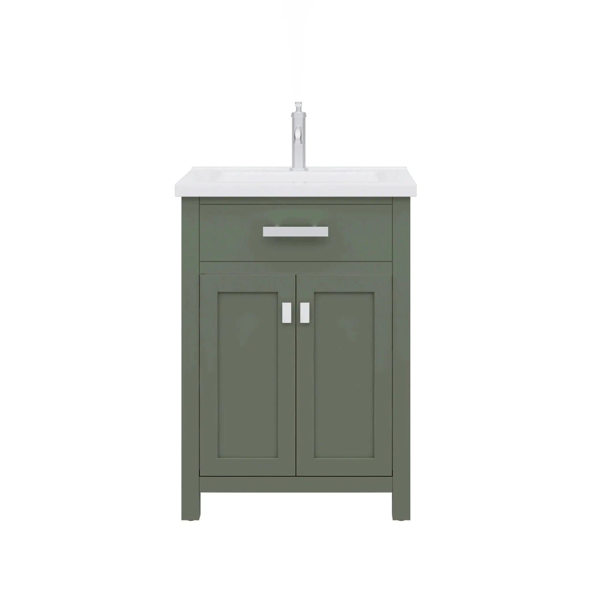 Water Creation Myra 24" Integrated Ceramic Sink Top Vanity in Glacial Green with Modern Single Faucet