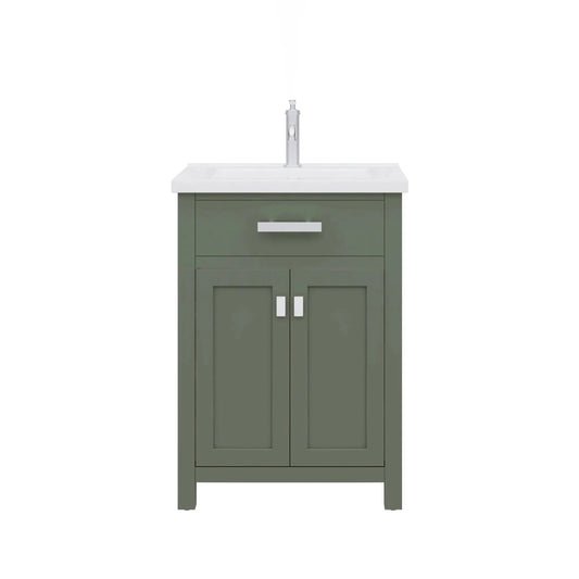 Water Creation Myra 24" Integrated Ceramic Sink Top Vanity in Glacial Green