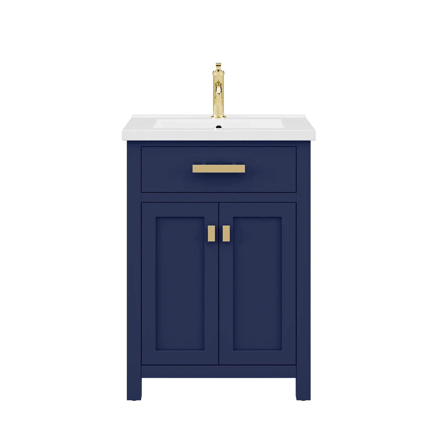 Water Creation Myra 24'' Integrated Ceramic Sink Top Vanity in Monarch Blue with Modern Single Faucet