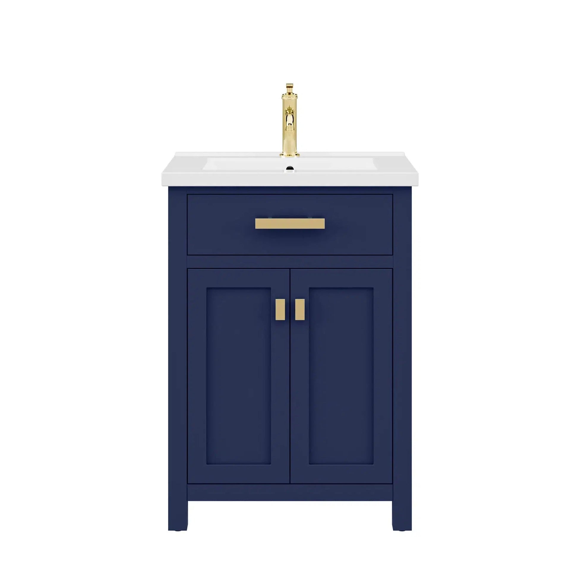 Water Creation Myra 24'' Integrated Ceramic Sink Top Vanity in Monarch Blue with Modern Single Faucet