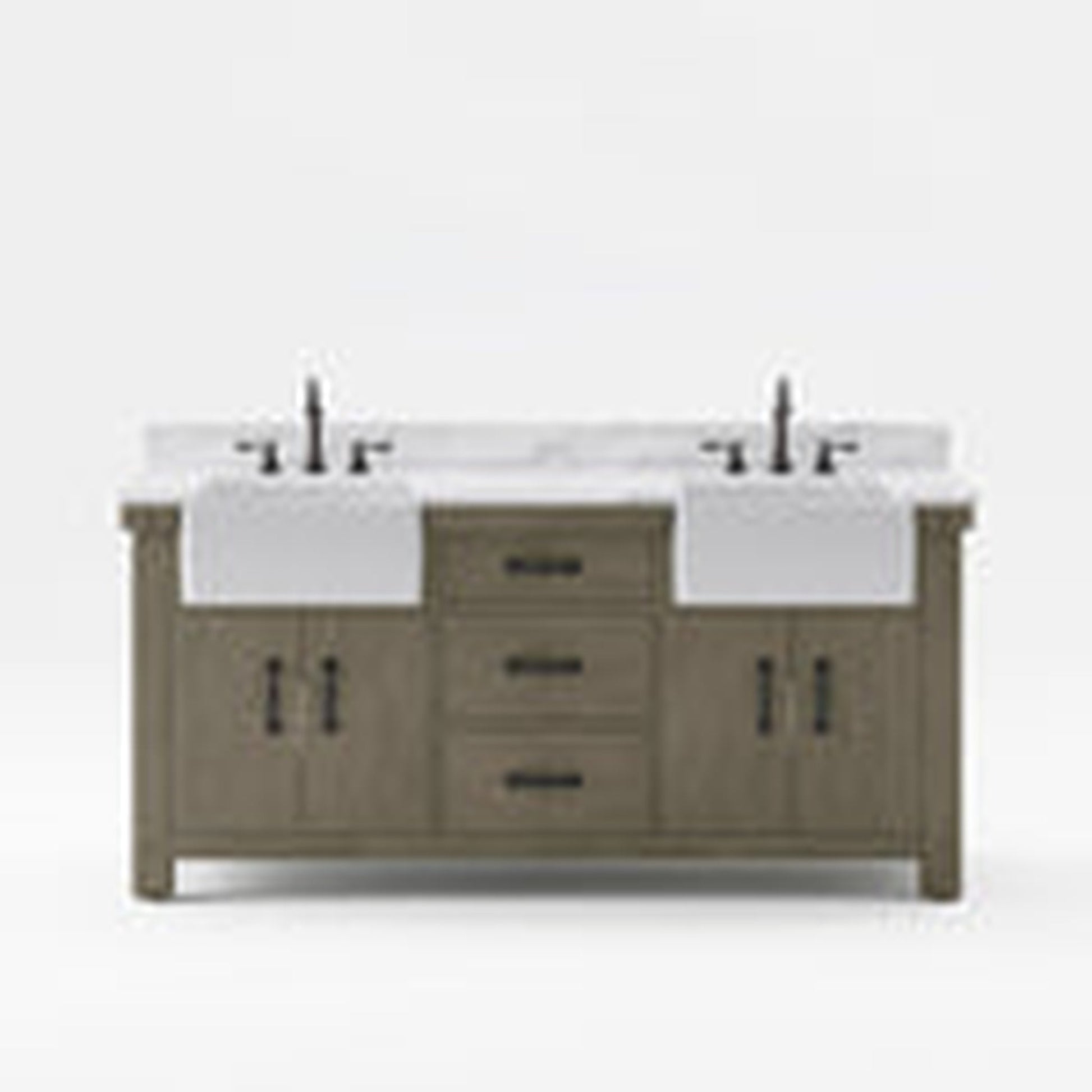 Water Creation Paisley 72" Double Sink Carrara White Marble Countertop Vanity in Grizzle Gray with Hook Faucet and 72" Farmhouse Mirror