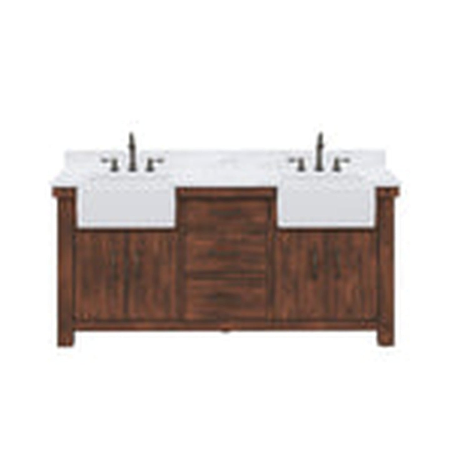 Water Creation Paisley 72" Double Sink Carrara White Marble Countertop Vanity in Rustic Sienna with 24" Rectangular Mirror