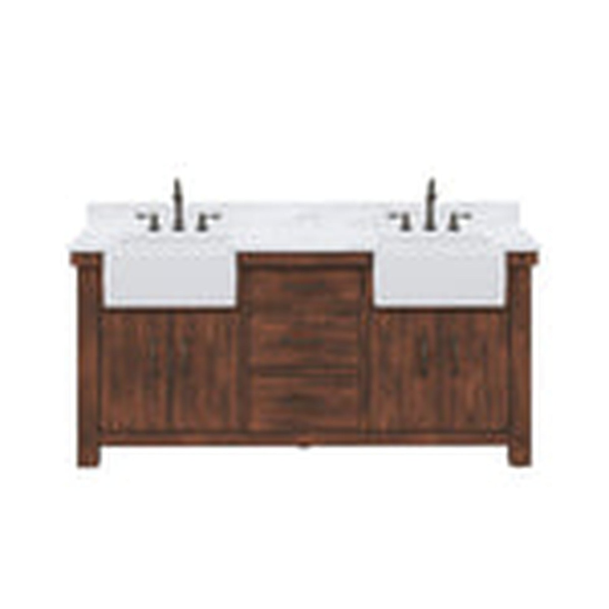 Water Creation Paisley 72" Double Sink Carrara White Marble Countertop Vanity in Rustic Sienna with 24" Rectangular Mirror