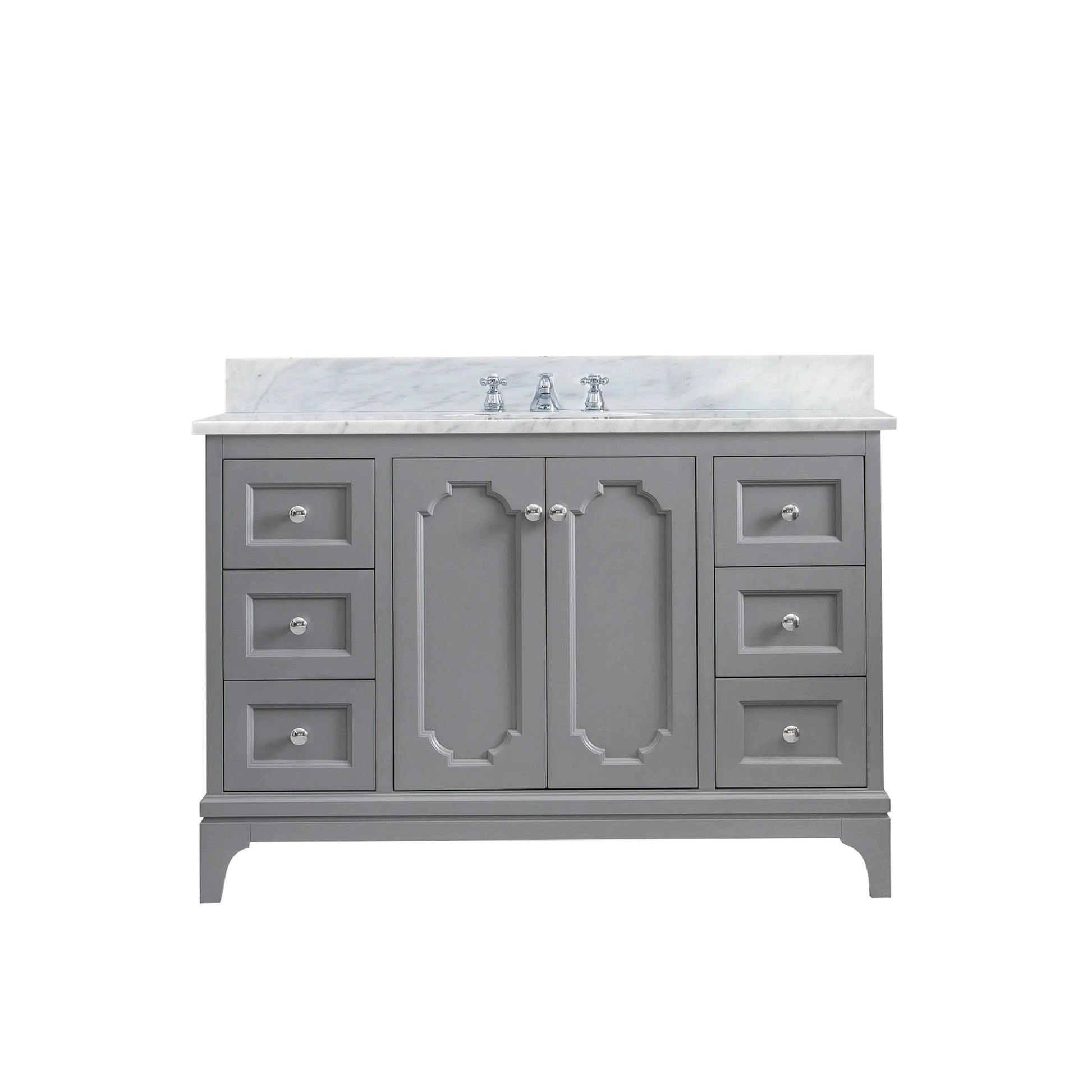 Water Creation Queen 48" Single Sink Carrara White Marble Countertop Vanity in Cashmere Grey