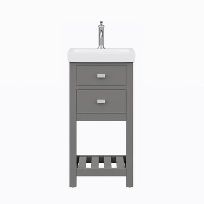 Water Creation Vera 18'' Integrated Ceramic Sink Top Vanity in Cashmere Grey with Modern Single Faucet