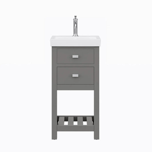 Water Creation Vera 18'' Integrated Ceramic Sink Top Vanity in Cashmere Grey with Modern Single Faucet
