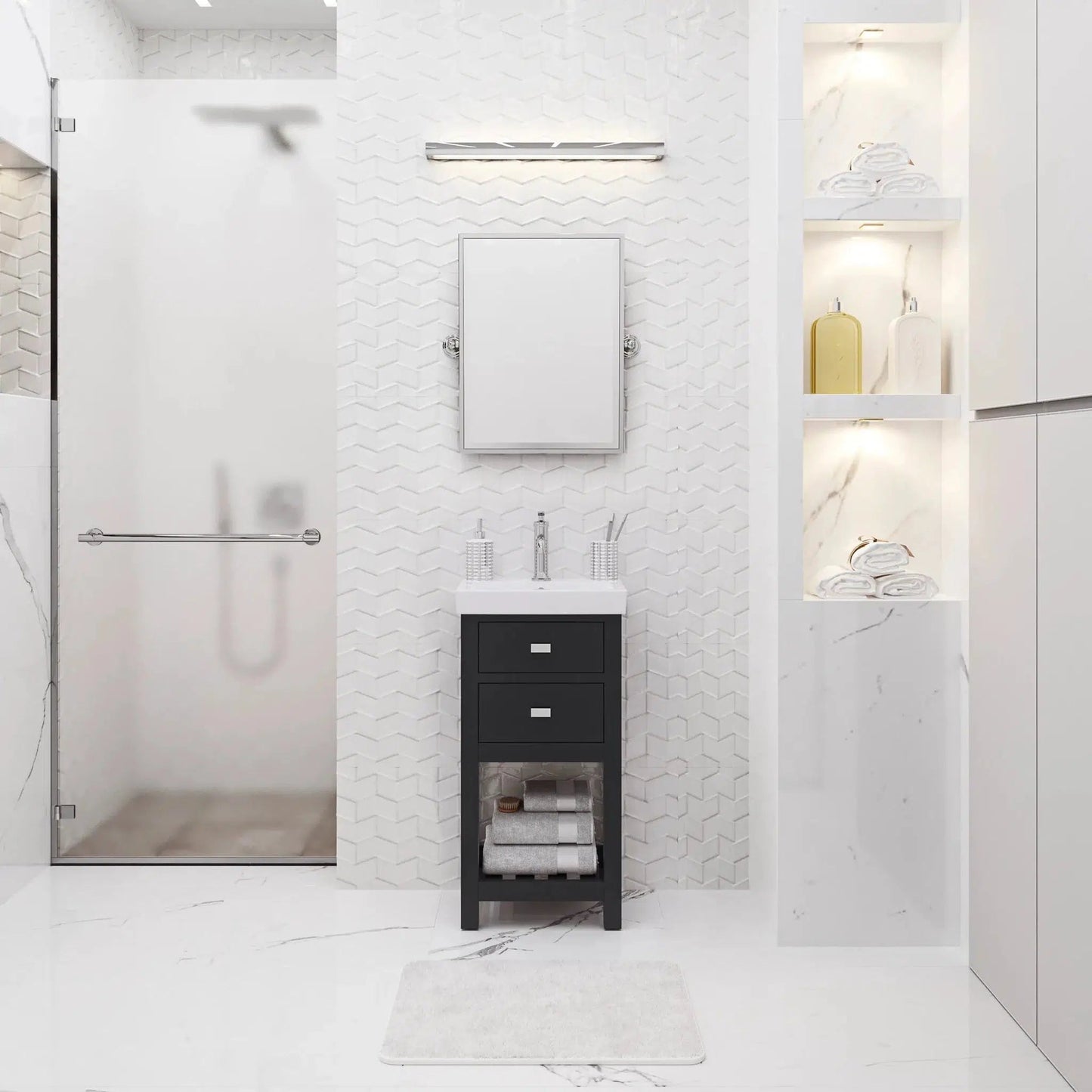 Water Creation Vera 18" Integrated Ceramic Sink Top Vanity in Espresso with Modern Single Faucet