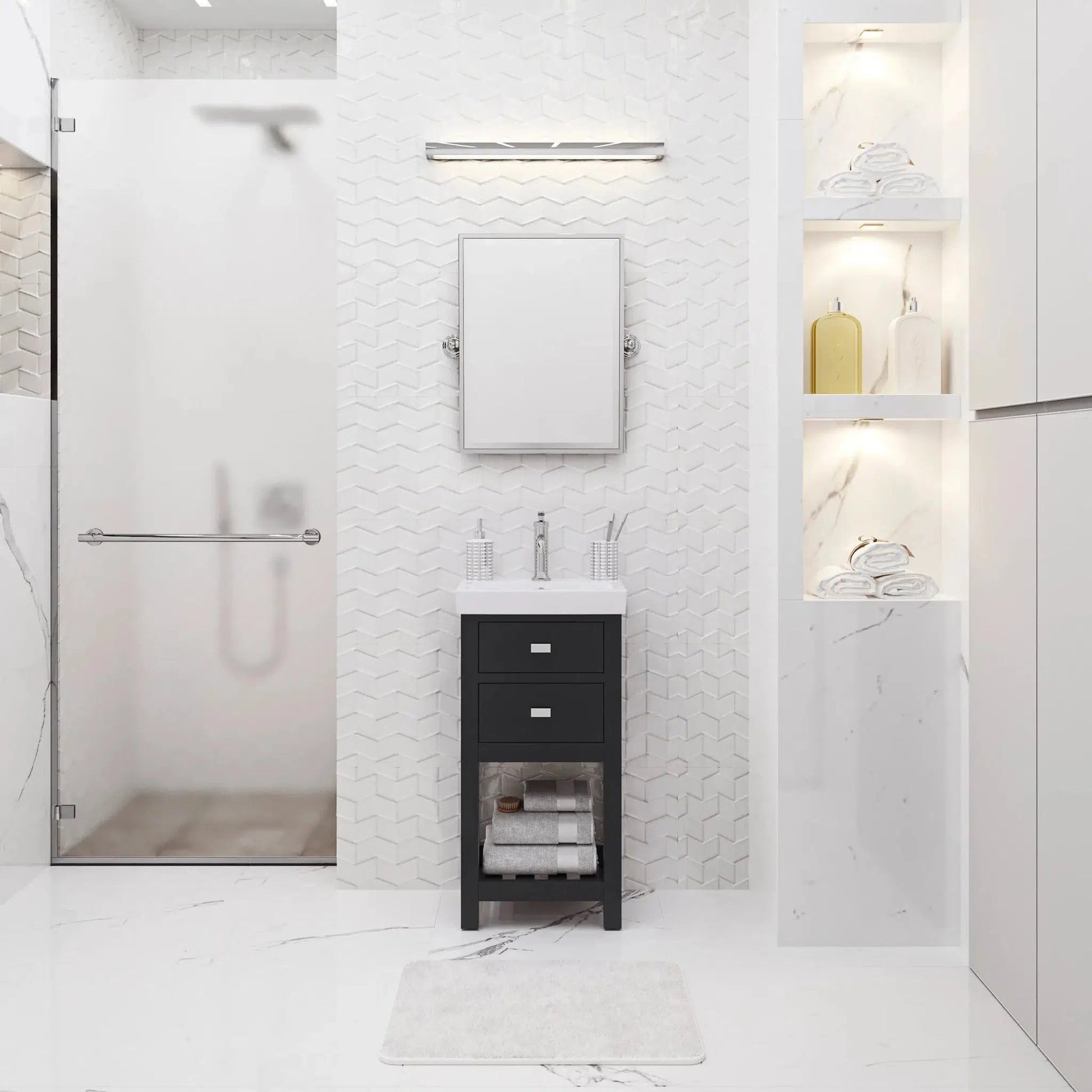 Water Creation Vera 18" Integrated Ceramic Sink Top Vanity in Espresso with Modern Single Faucet