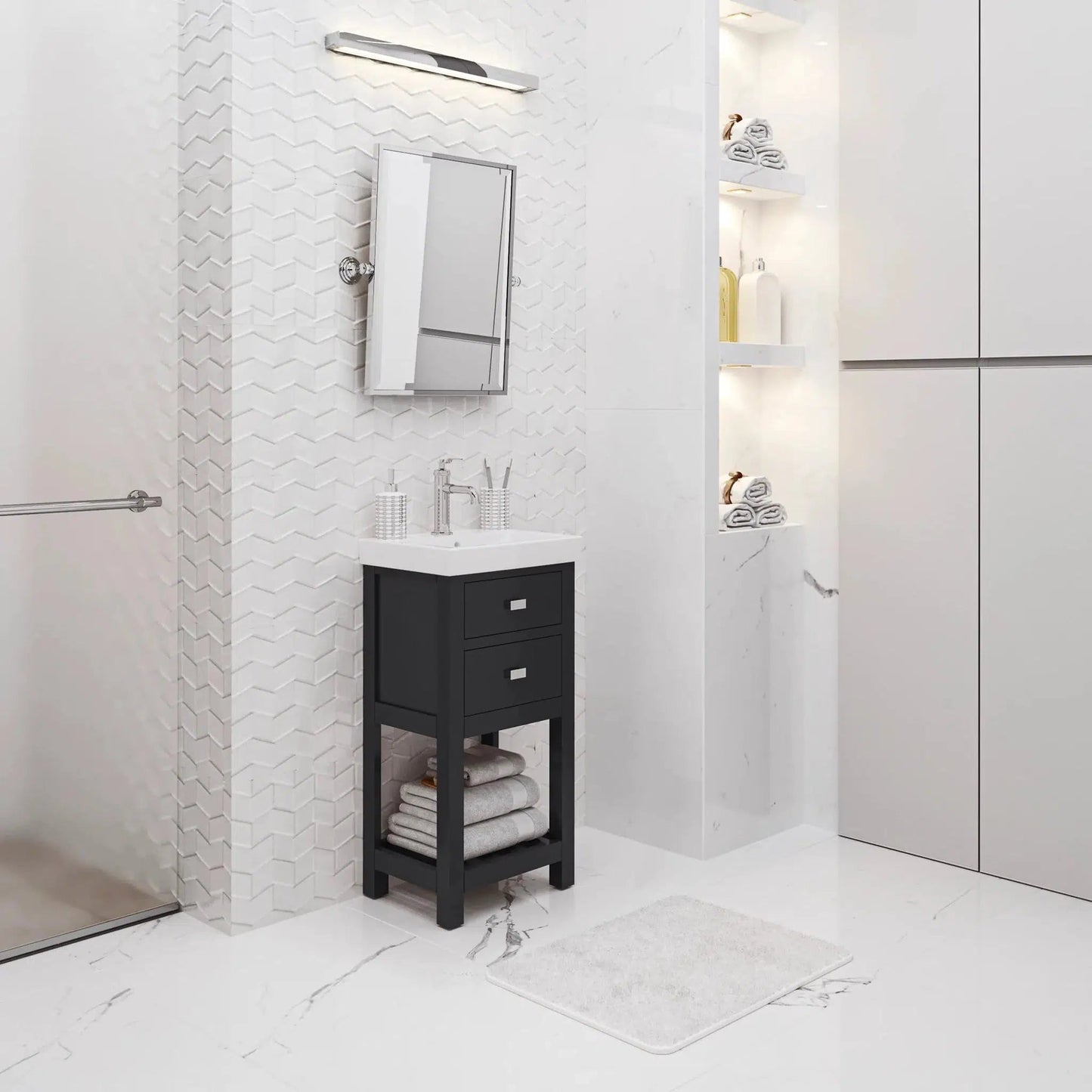 Water Creation Vera 18" Integrated Ceramic Sink Top Vanity in Espresso with Modern Single Faucet