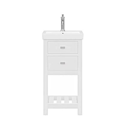 Water Creation Vera 18'' Integrated Ceramic Sink Top Vanity in Pure White with Modern Single Faucet