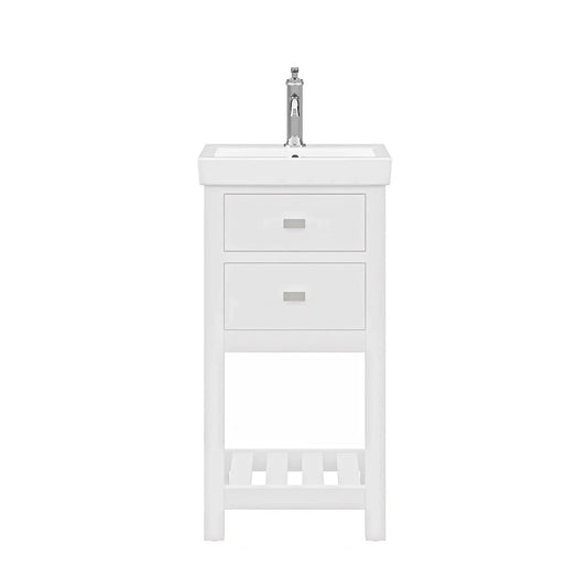 Water Creation Vera 18'' Integrated Ceramic Sink Top Vanity in Pure White with Modern Single Faucet