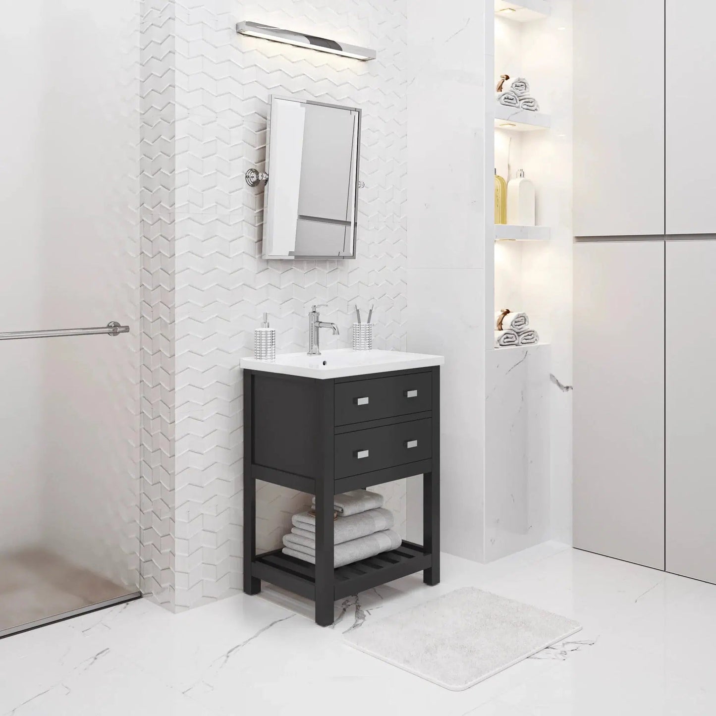 Water Creation Viola 24'' Integrated Ceramic Sink Top Vanity in Espresso with Modern Single Faucet