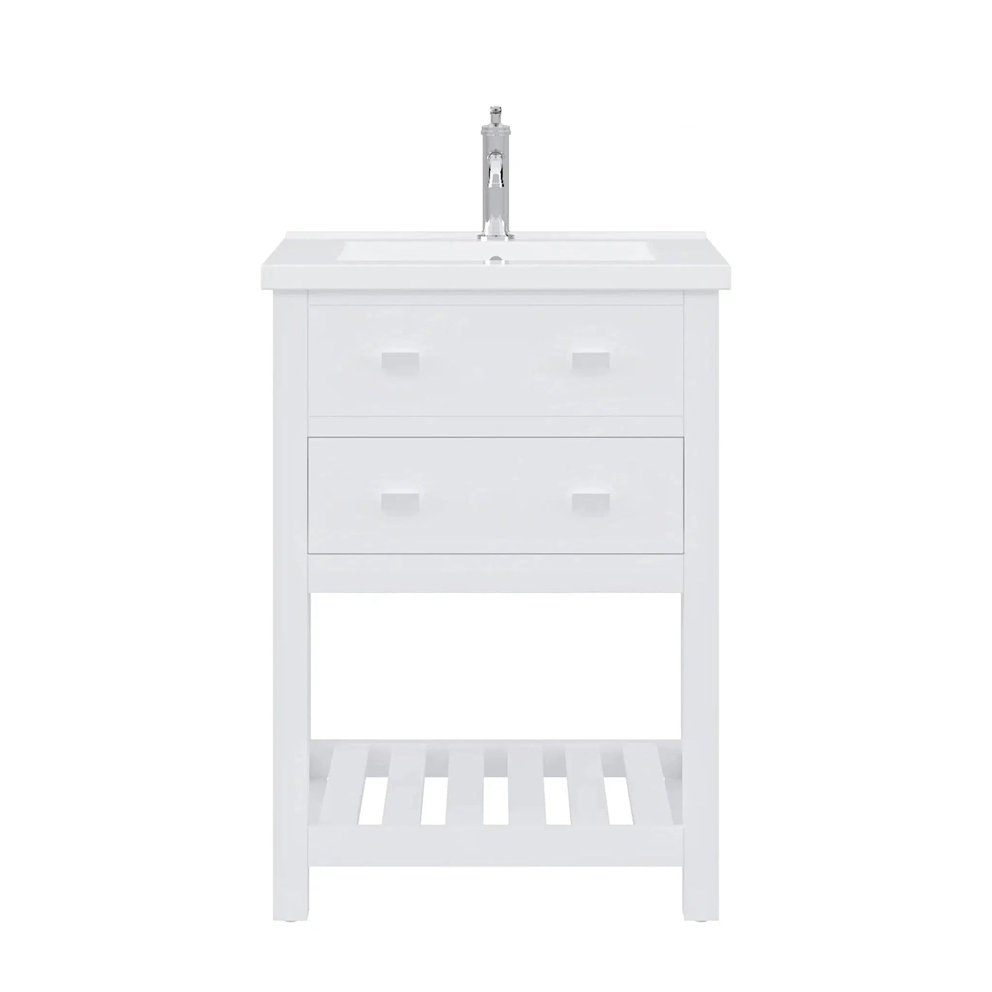 Water Creation Viola 24" Integrated Ceramic Sink Top Vanity in Pure White with Modern Single Faucet