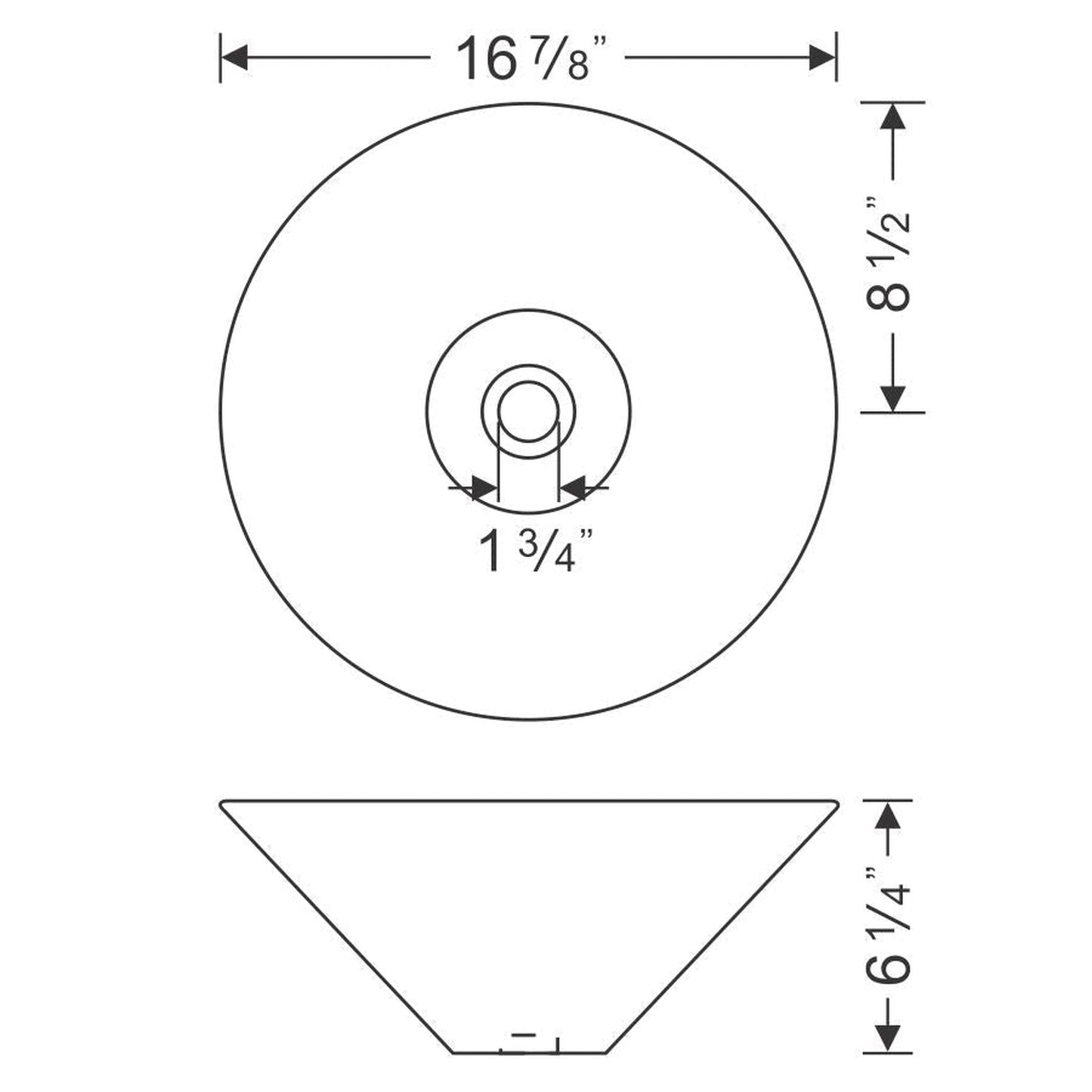 Wells Sinkware China Luxe 16" White Round Modern Vitreous Ceramic Bathroom Sink