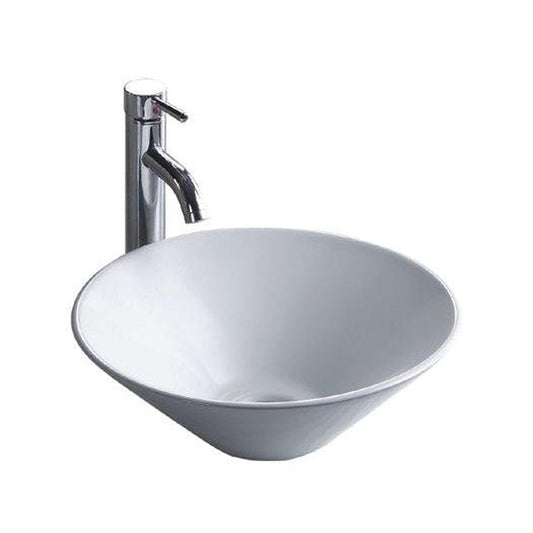 Wells Sinkware China Luxe 16" White Round Modern Vitreous Ceramic Bathroom Sink