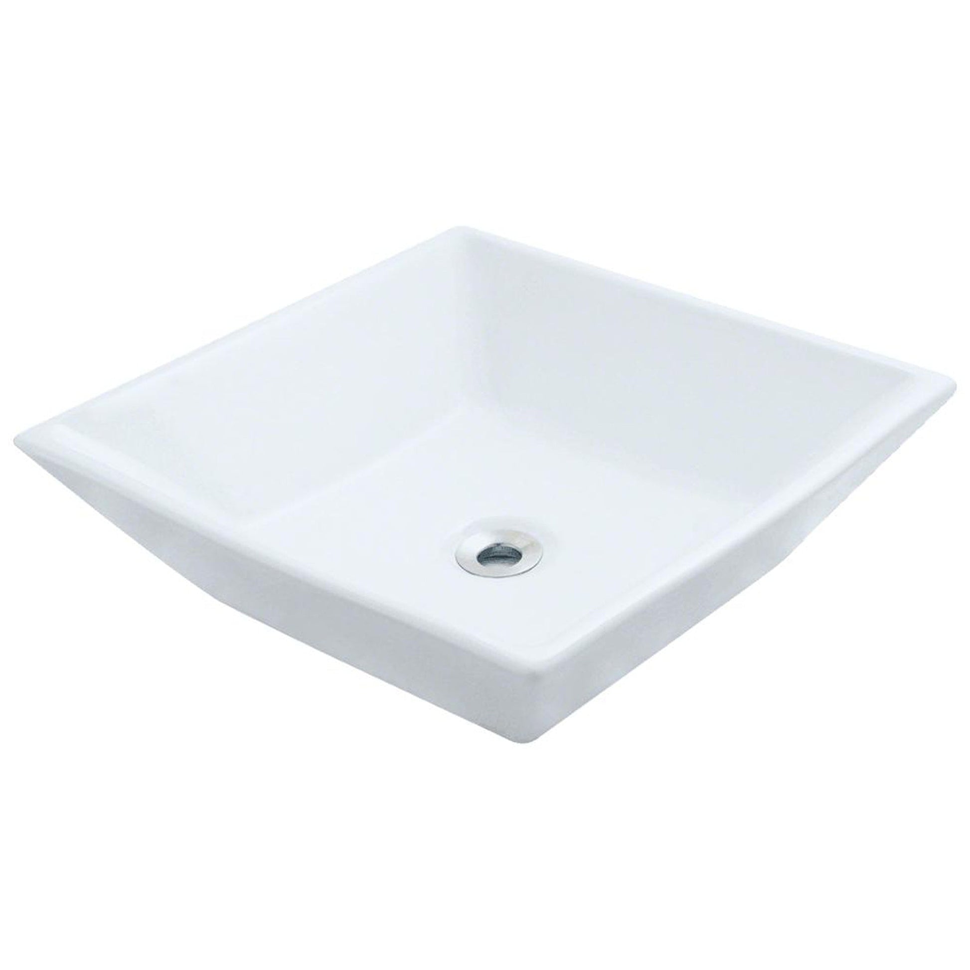 Wells Sinkware China Luxe 17" Square White Modern Vitreous Ceramic Vessel Bathroom Sink