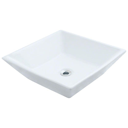 Wells Sinkware China Luxe 17" Square White Modern Vitreous Ceramic Vessel Bathroom Sink
