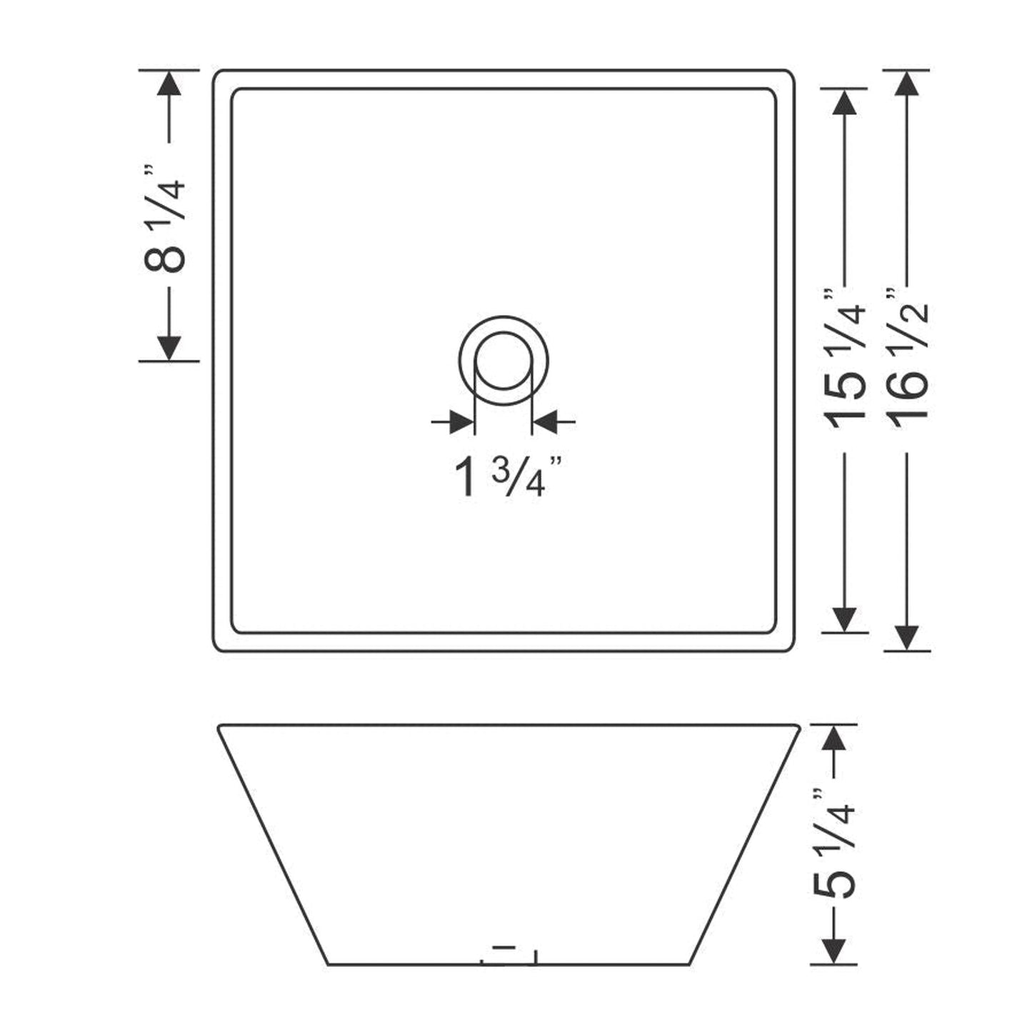 Wells Sinkware China Luxe 17" Square White Modern Vitreous Ceramic Vessel Bathroom Sink