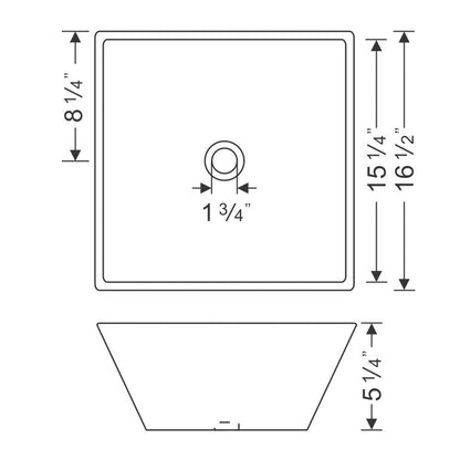Wells Sinkware China Luxe 17" Square White Modern Vitreous Ceramic Vessel Bathroom Sink