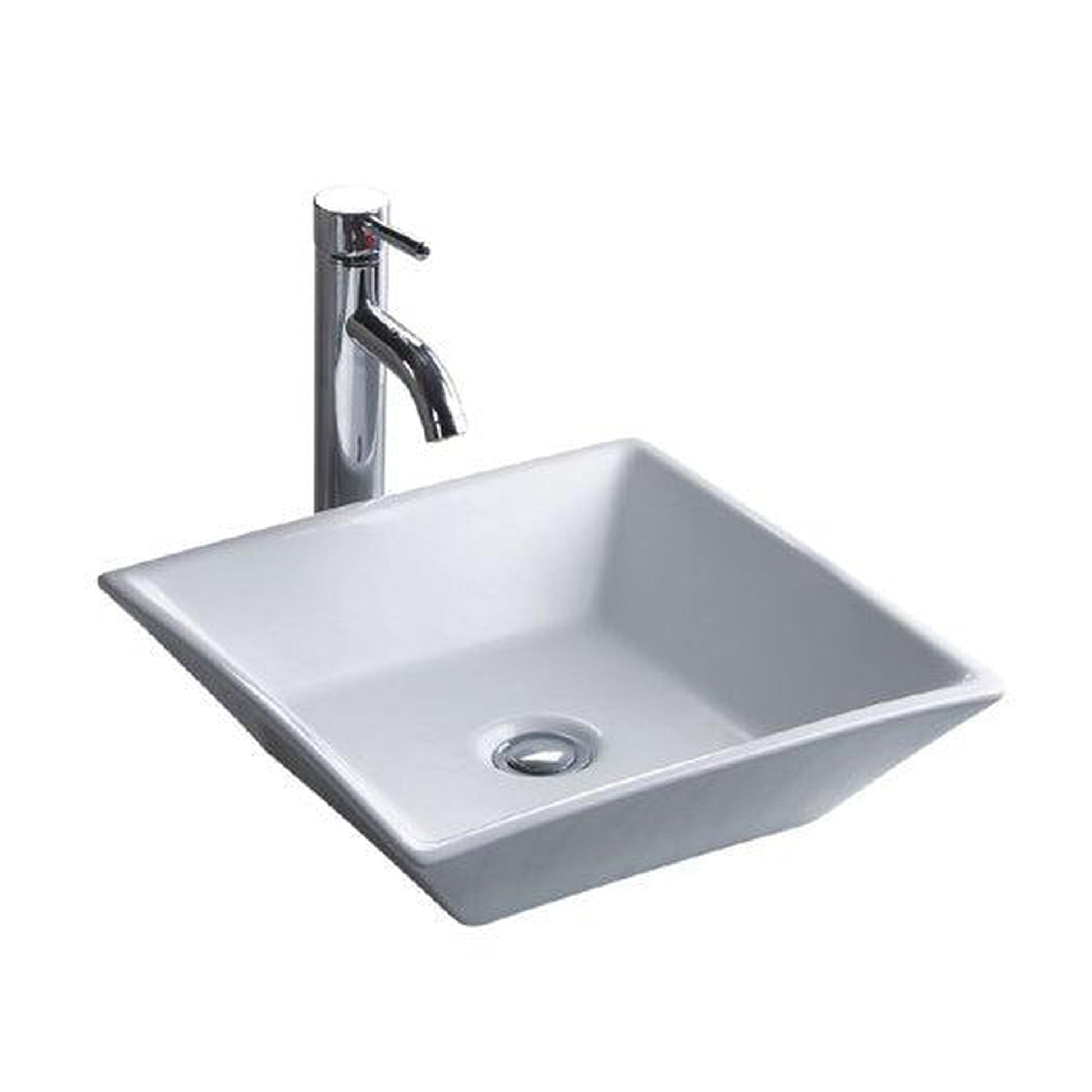 Wells Sinkware China Luxe 17" Square White Modern Vitreous Ceramic Vessel Bathroom Sink