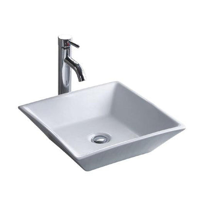 Wells Sinkware China Luxe 17" Square White Modern Vitreous Ceramic Vessel Bathroom Sink