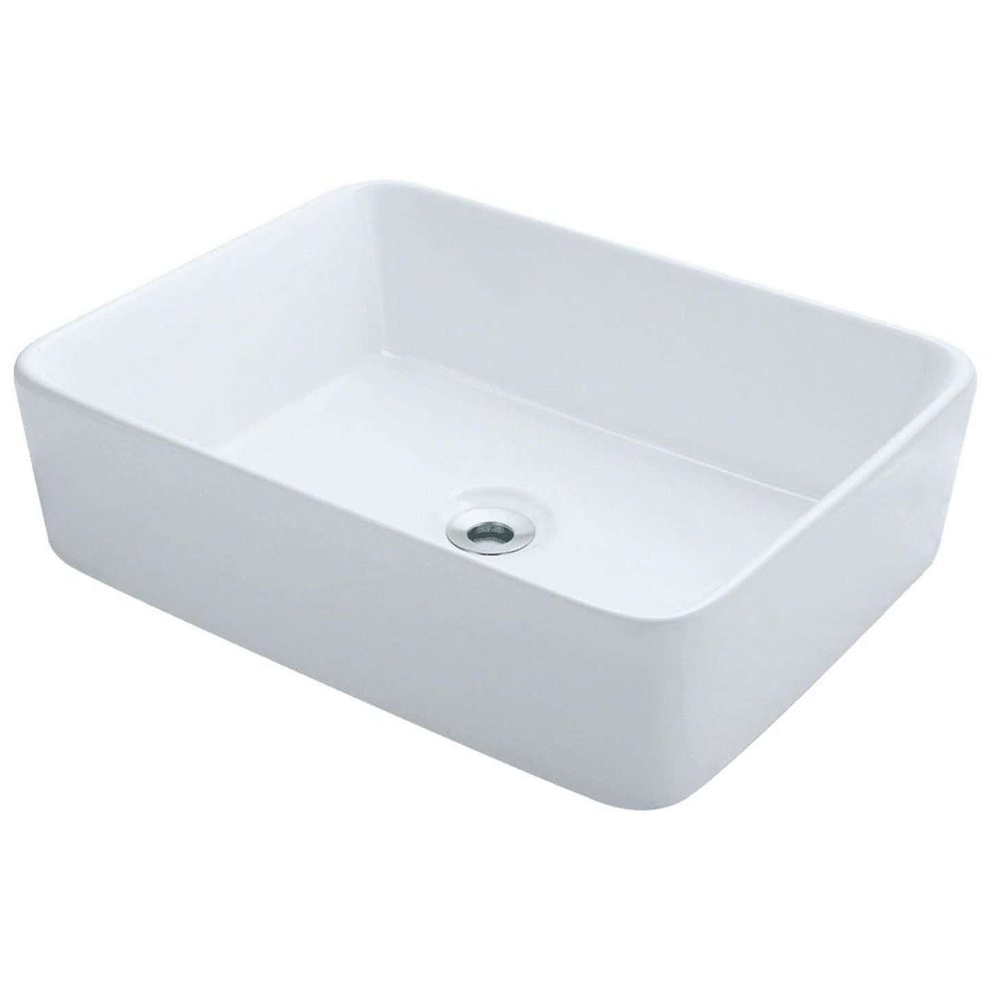 Wells Sinkware China Luxe 18" White Rectangle Modern Vitreous Ceramic Vessel Bathroom Sink