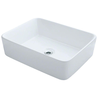 Wells Sinkware China Luxe 18" White Rectangle Modern Vitreous Ceramic Vessel Bathroom Sink