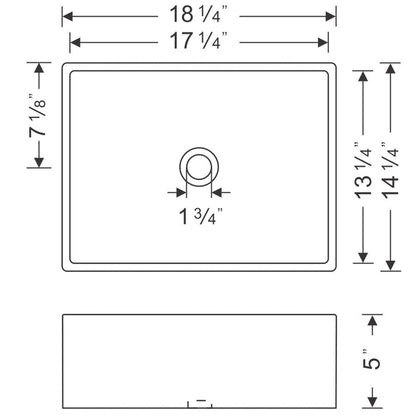 Wells Sinkware China Luxe 18" White Rectangle Modern Vitreous Ceramic Vessel Bathroom Sink