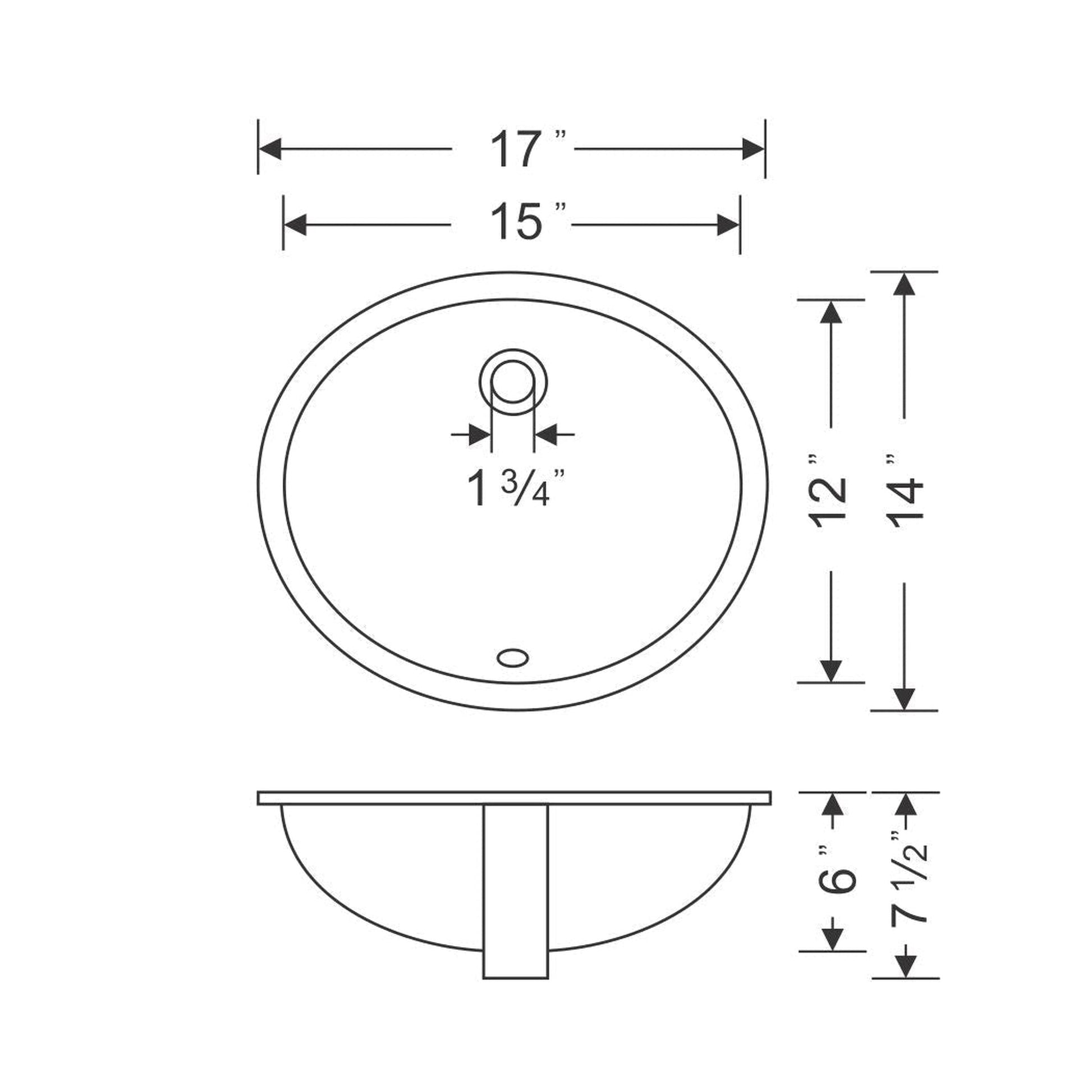 Wells Sinkware Rhythm 17" Oval Bisque Traditional Vitreous Ceramic Undermount Bathroom Sink With Overflow