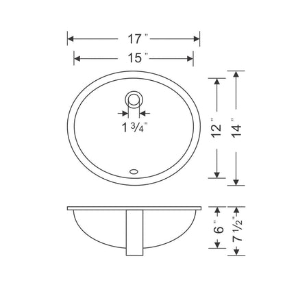 Wells Sinkware Rhythm 17" Oval Bisque Traditional Vitreous Ceramic Undermount Bathroom Sink With Overflow
