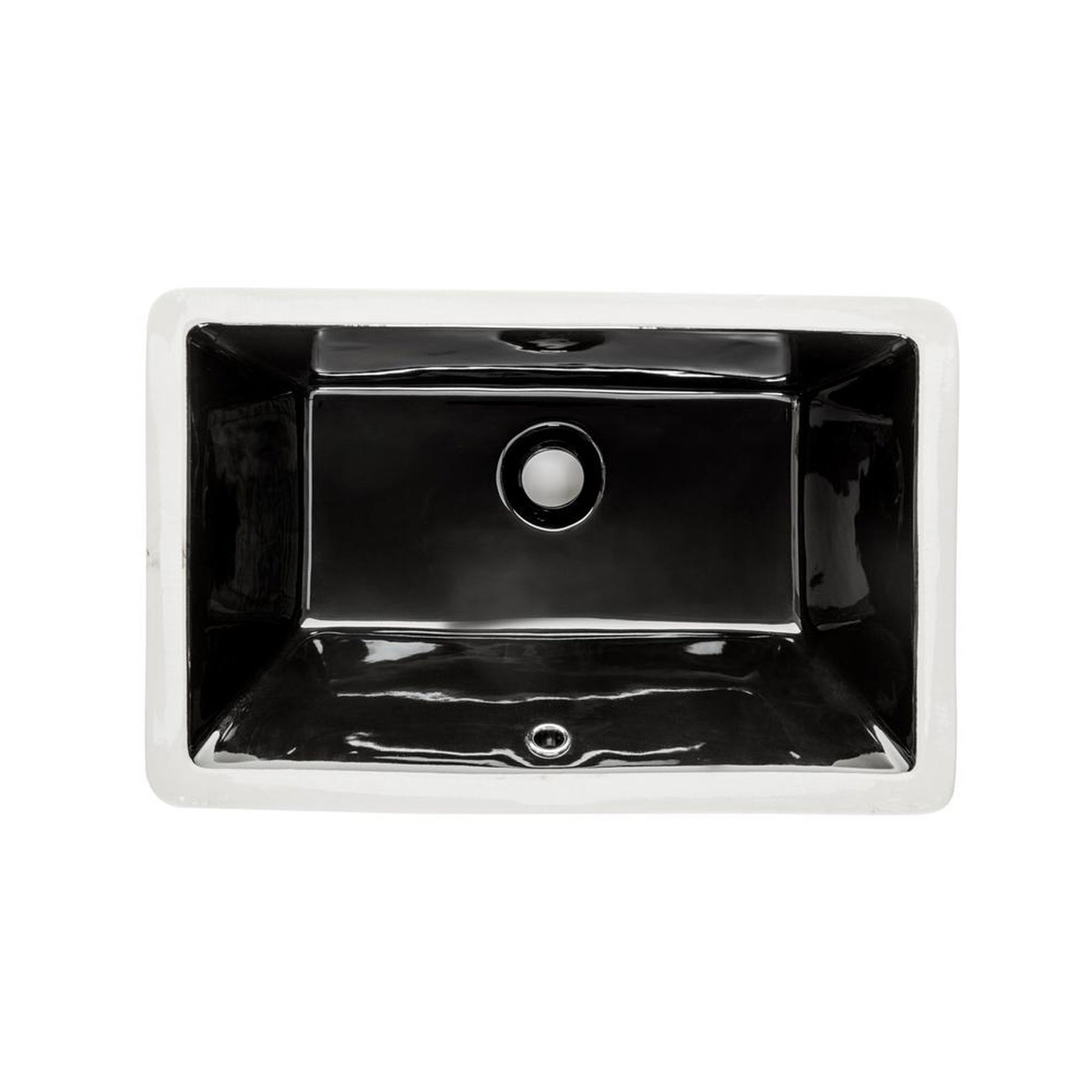 Wells Sinkware Rhythm 20" Rectangle Ebony Traditional Vitreous Ceramic Undermount Bathroom Sink With Overflow