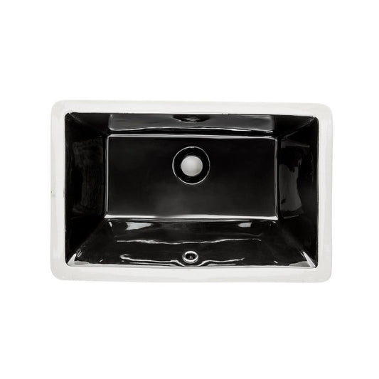 Wells Sinkware Rhythm 20" Rectangle Ebony Traditional Vitreous Ceramic Undermount Bathroom Sink With Overflow