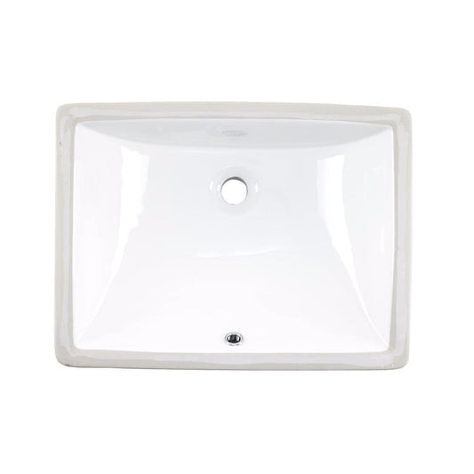 Wells Sinkware Rhythm 20" Rectangle White Traditional Vitreous Ceramic Undermount Bathroom Sink With Overflow